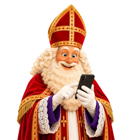 Sinterklaas met een telefoon